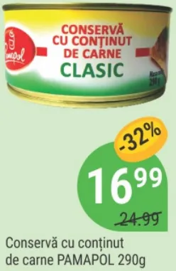 Conservă cu conținut de carne PAMAPOL, 290 g