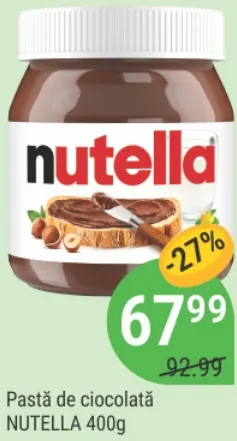 NUTELLA Pastă de ciocolată, 400 g
