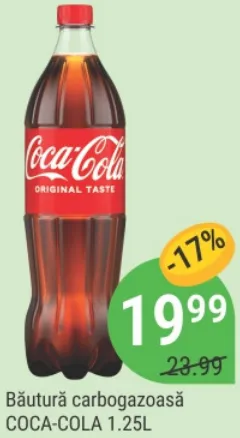 Băutură carbogazoasă Coca-Cola, 1,25 l