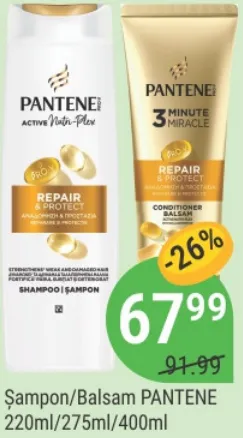 Șampon/balsam PANTENE, 220 ml/275 ml/400 ml