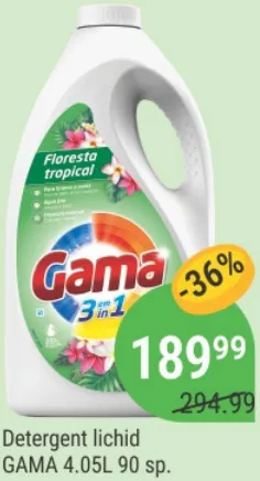 Detergent lichid GAMA, 4,05 l, 90 spălări