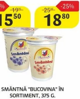 Smântână BUCOVINA, în sortiment, 375 g