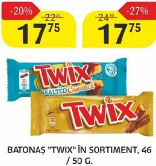 Baton TWIX în sortiment, 46 / 50 g