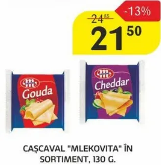 Cașcaval MLEKOVITA, în sortiment, 130 g