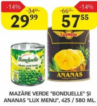 Mazăre verde BONDUELLE, 425 ml