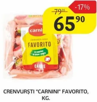 Crenvurști „CARNINI” Favorito, kg