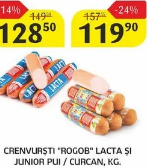 Crenvurști ROGOB Junior din pui/curcan, kg