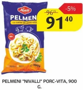 Pelmeni NIVALLI cu porc și vită, 900 g