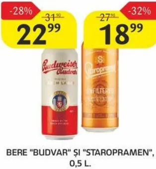 Bere BUDVAR și STAROPRAMEN, 0,5 l