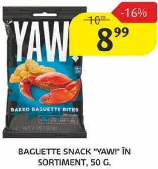 Snack tip baghetă Yaw!, în sortiment, 50 g