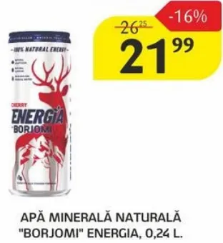 Apă minerală naturală „BORJOMI” Energia, 0,24 l