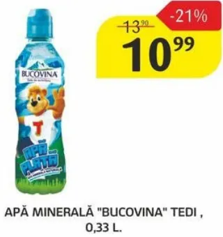 Apă minerală Bucovina Tedi, 0,33 l