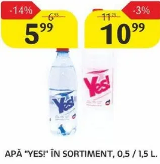 Apă „Yes!” în sortiment, 0,5 l
