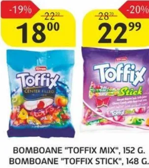 Bomboane Toffix Mix, 152 g