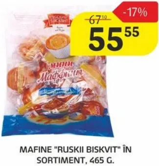 Mafine „RUSKII BISKVIT” în sortiment, 465 g