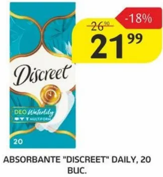 Absorbante zilnice DISCREET DAILY, 20 buc.
