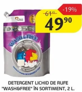 WASH&FREE Detergent lichid pentru rufe, în sortiment, 2 l