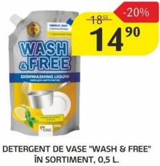 Detergent de vase „WASH & FREE” în sortiment, 0,5 l