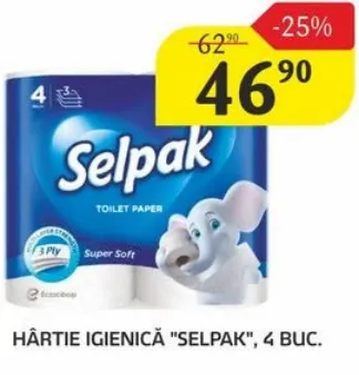Туалетний папір SELPAK, 3 шари, 4 шт.