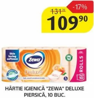 Туалетная бумага ZEWA Deluxe с ароматом персика, 10 шт.