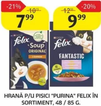 Hrană pentru pisici PURINA FELIX, în sortiment, 48/85 g