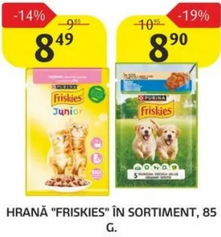 Hrană PURINA FRISKIES, în sortiment, 85 g