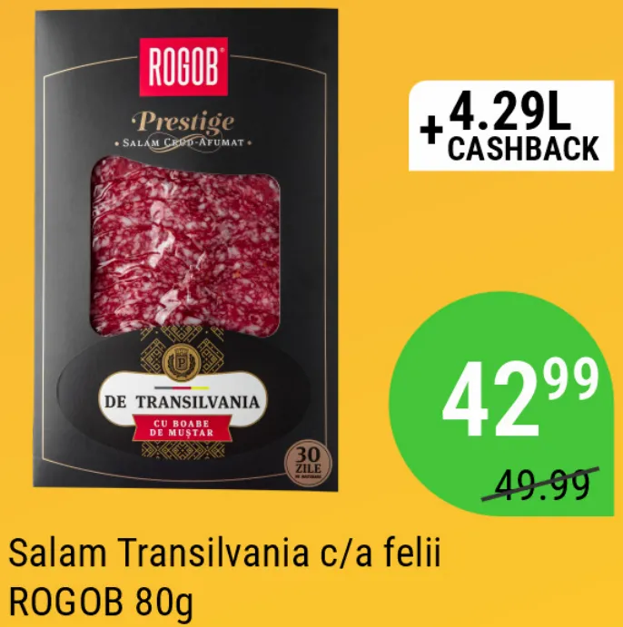 Сырокопчёная салями Transilvania ROGOB, нарезка, 80 г