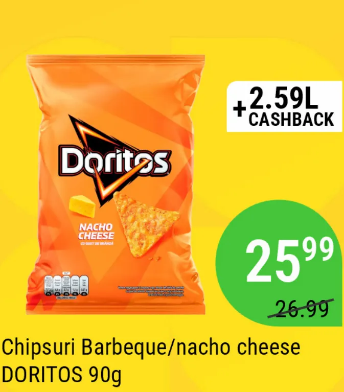 DORITOS Чипсы со вкусом барбекю / сыра начо, 90 г