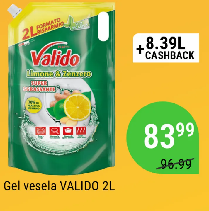 Гель для мытья посуды VALIDO Limone & Zenzero, 2 л