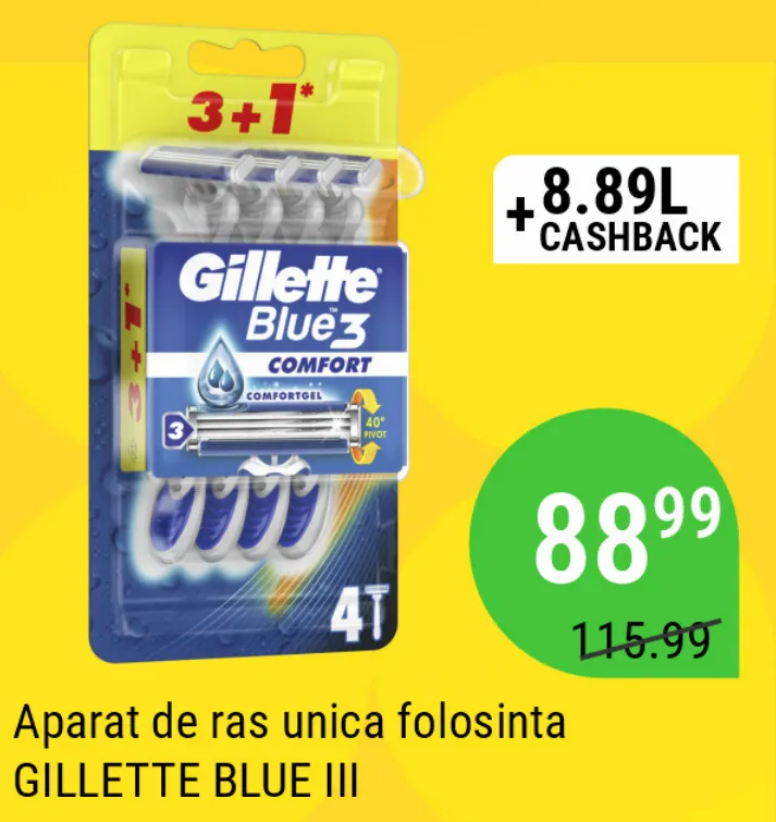 GILLETTE BLUE III Одноразовые бритвенные станки, 3 + 1 шт. (4 шт.)
