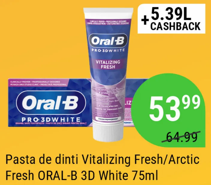 Зубная паста ORAL-B 3D White Vitalizing Fresh / Arctic Fresh, 75 мл