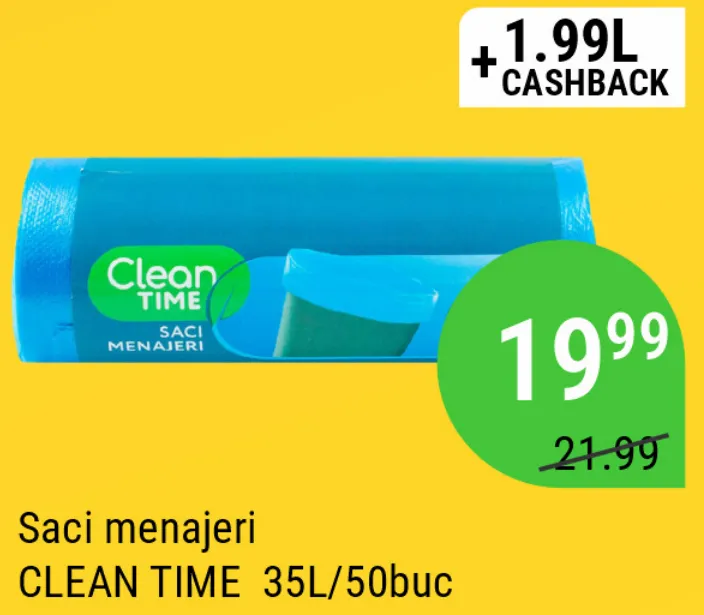 Мусорные пакеты CLEAN TIME, 35 л / 50 шт.
