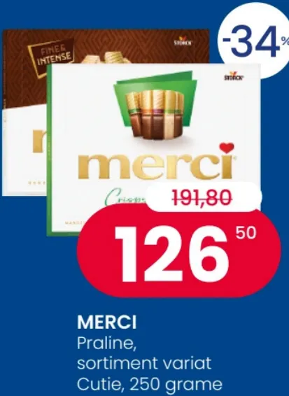 MERCI, конфеты пралине в ассортименте, коробка, 250 г