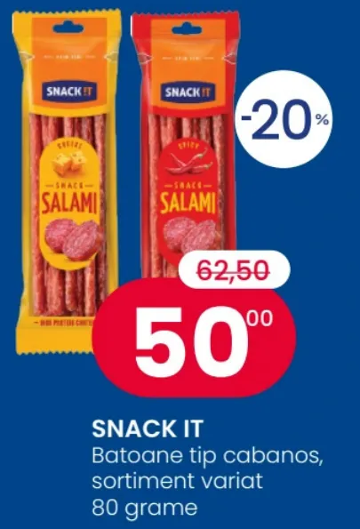 SNACK IT, ковбаски типу кабанос, в асортименті