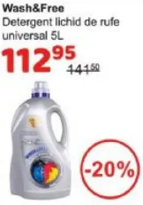 Универсальное жидкое средство для стирки Wash&Free, 5 л