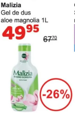 Гель для душа Malizia с алоэ и магнолией, 1 л