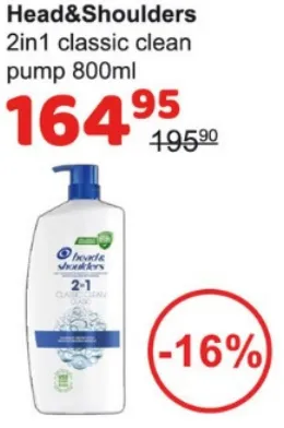 Head&Shoulders 2 в 1 Classic Clean с помпой, 800 мл