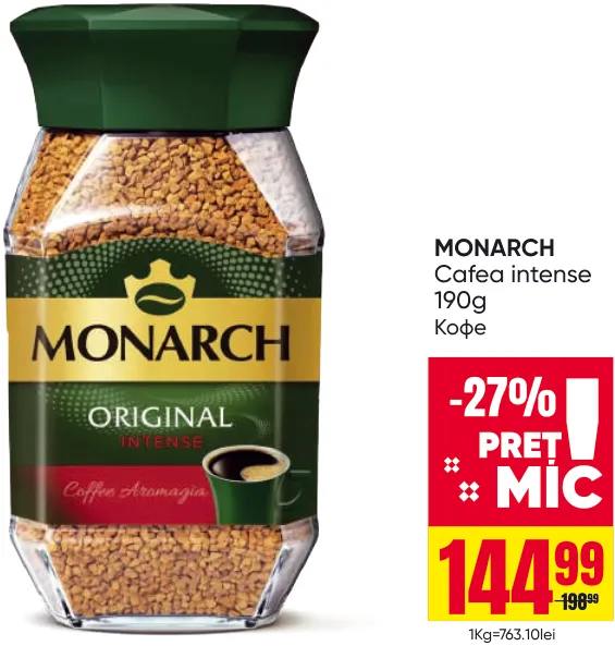 Cafea MONARCH Intense, 190 g