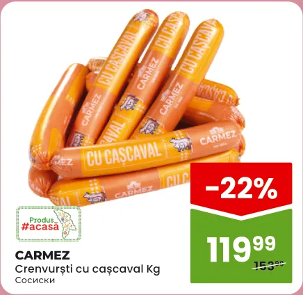 CARMEZ crenvurști cu cașcaval, kg