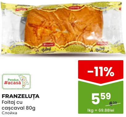 FRANZELUȚA foitaj cu cașcaval, 80 g