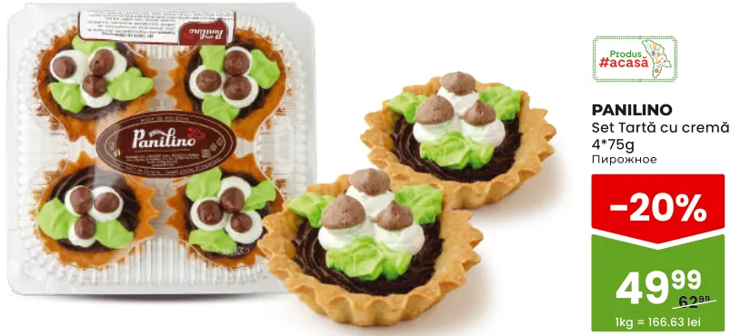 Set de tarte cu cremă PANILINO, 4 × 75 g