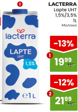 LACTERRA Lapte UHT 1,5%, 1 l