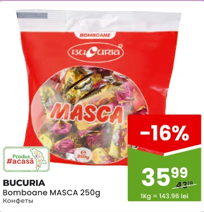 Bomboane BUCURIA MASCA, 250 g