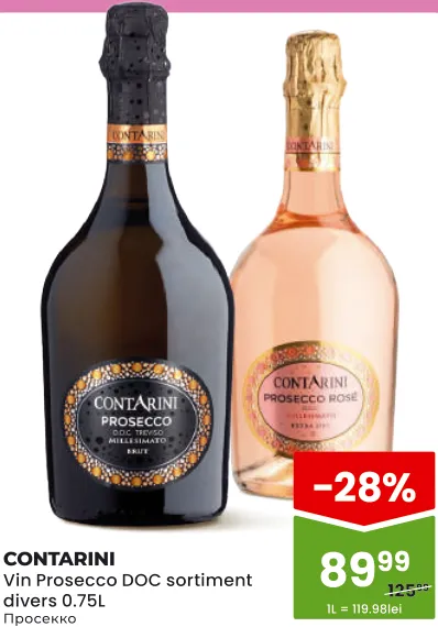 CONTARINI Vin Prosecco DOC în sortiment, 0,75 l