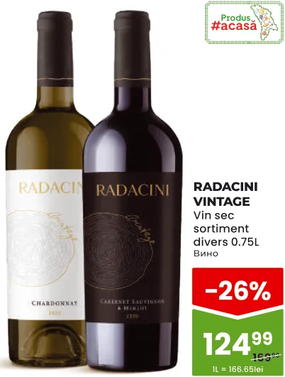 Vin sec RADACINI VINTAGE, în sortiment, 0,75 l