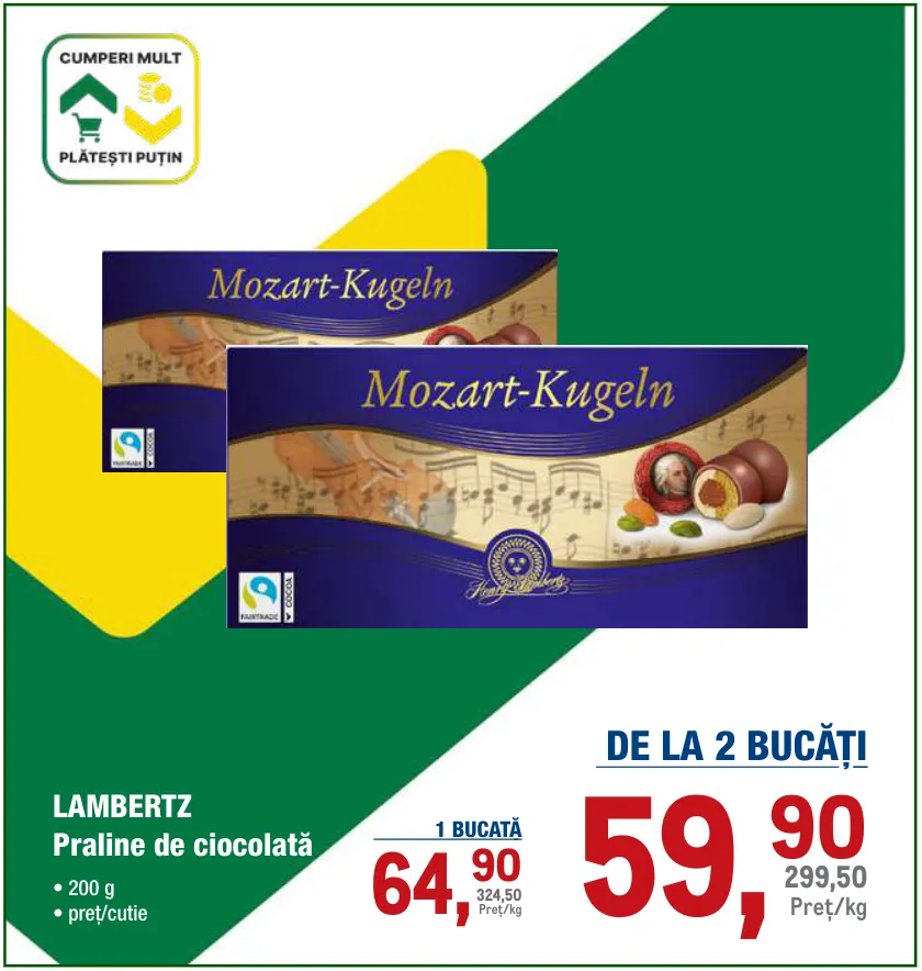 Praline de ciocolată Mozart-Kugeln, 200 g