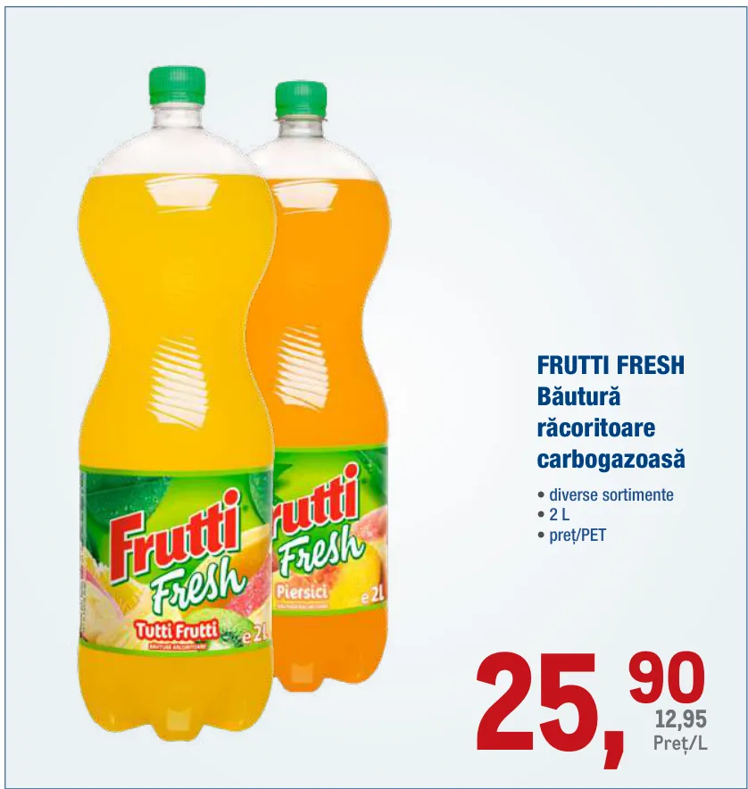 FRUITTI FRESH Газированный безалкогольный напиток, 2 л