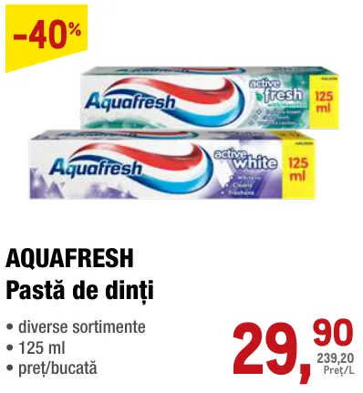 AQUAFRESH Pastă de dinți, diverse sortimente, 125 ml