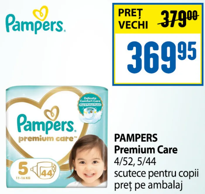 Детские подгузники Pampers Premium Care, 4/52 и 5/44, цена за упаковку