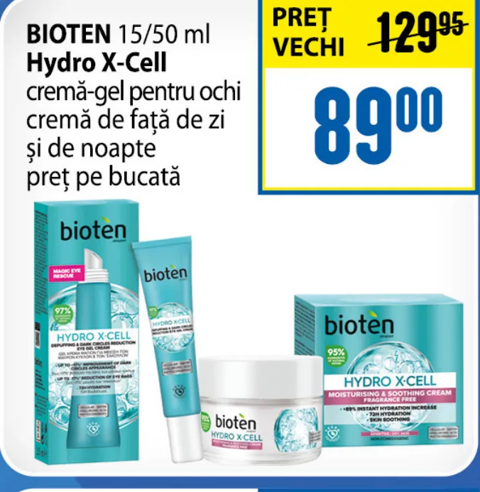 Крем-гель для глаз и дневной/ночной крем для лица Bioten Hydro X-Cell, 15/50 мл
